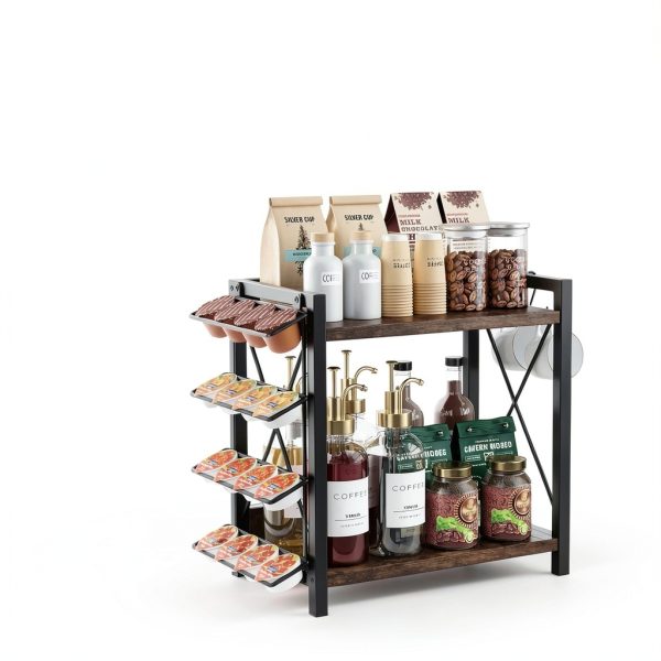Coffee Bar Shelf Organizer BOKIOVIN 2‑Tier K‑Cup Holder Black XL-2
