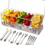 Condiment Server 5 Compartment Tray with Lid by FODIENS Transparent-0