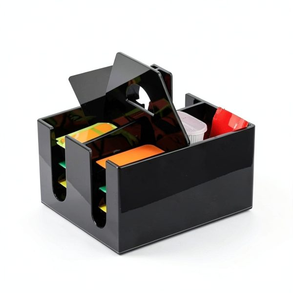 Acrylic Jelly Packet Rack MSHUNKEJI Black 4-Compartment Countertop-3