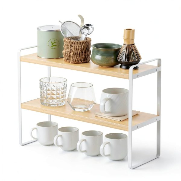 Matcha Station Shelf 2 Tier Organizer by Moryimi White Wood Countertop-0