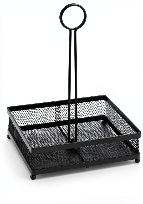 Lyellfe Set of 2 Metal Condiment Caddy, Square Table Caddy Collection with Number Card Holder, Black Tabletop Seasoning Spice Organizer for Grill Outdoors, Restaurant, Kitchen Cabinet-1