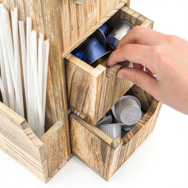 Coffee Station Organizer Peohud 11 Compartment Rack with Drawer-2