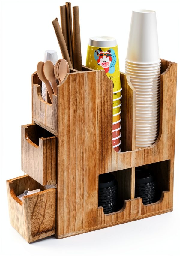 Coffee Station Organizer Peohud 11 Compartment Rack with Drawer-3