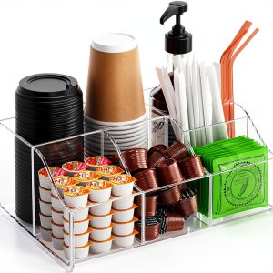 Acrylic Coffee Bar Organizer by Upitry – Multi‑Compartment Rack-0