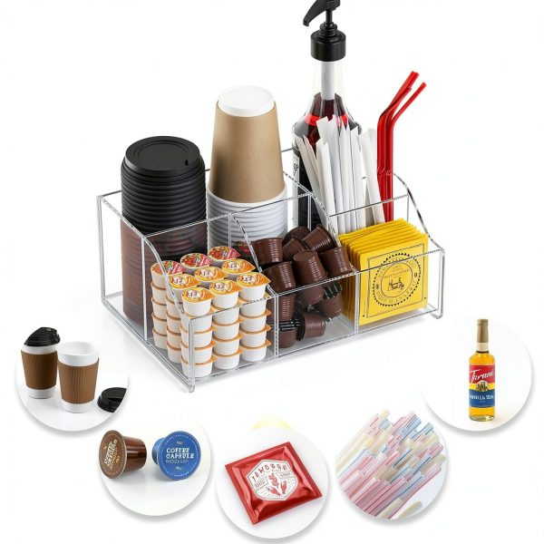 Acrylic Coffee Bar Organizer by Upitry – Multi‑Compartment Rack-6