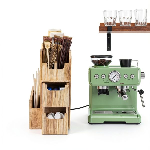 Coffee Station Organizer Peohud 11 Compartment Rack with Drawer-5