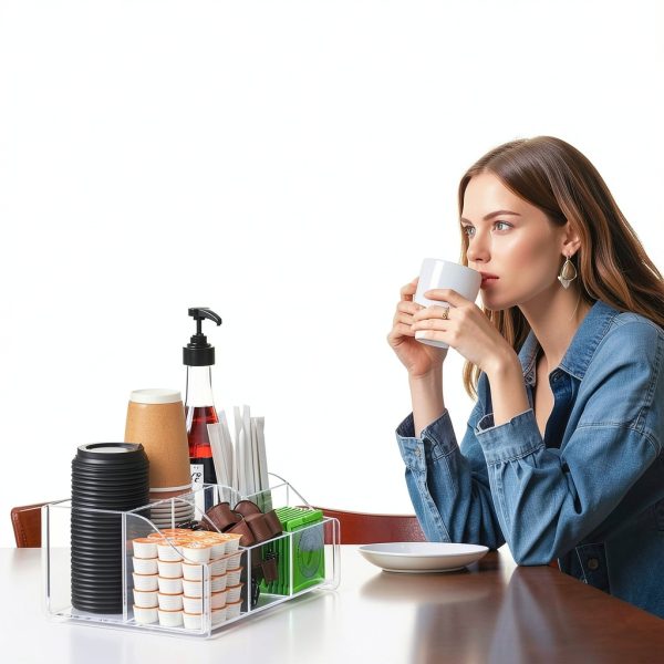 Acrylic Coffee Bar Organizer by Upitry – Multi‑Compartment Rack-2