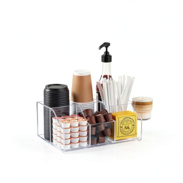 Acrylic Coffee Bar Organizer by Upitry – Multi‑Compartment Rack-4