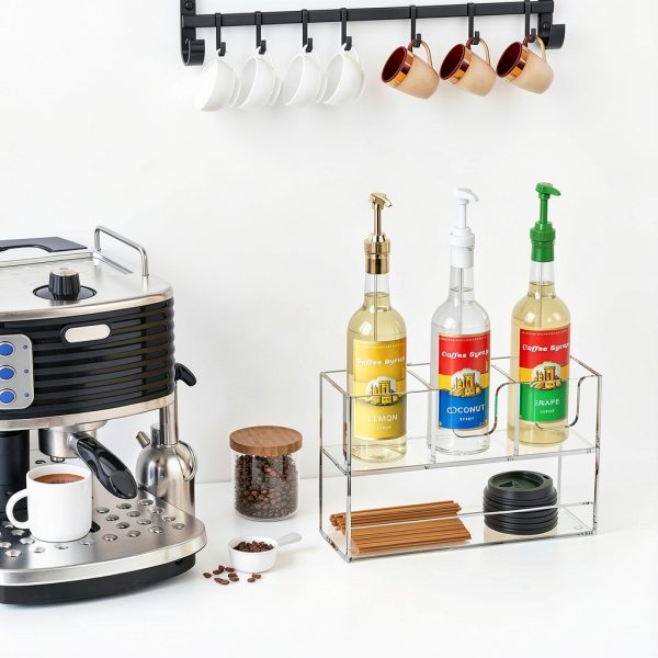 Coffee Condiment Organizer Rulyyo 2‑Tier Acrylic Cup/Lid Holder-1