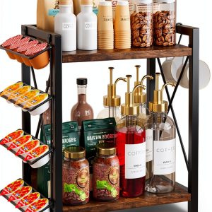 Coffee Bar Shelf Organizer BOKIOVIN 2‑Tier K‑Cup Holder Black XL-0