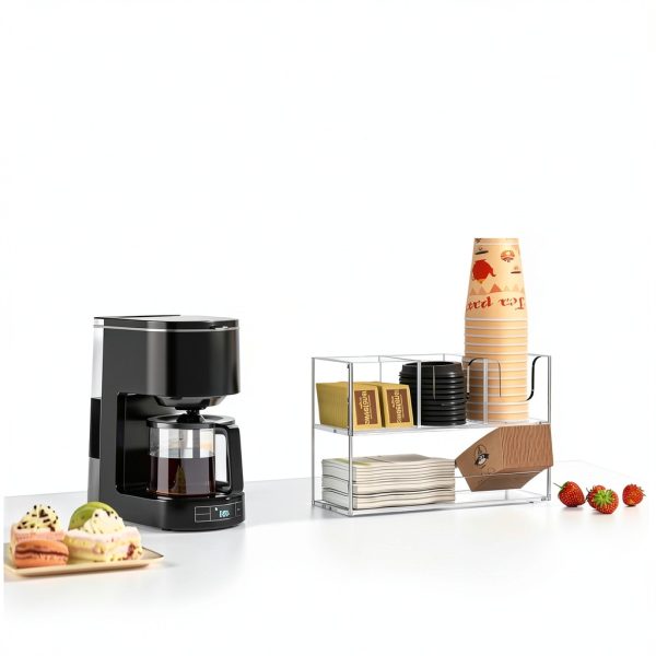 Coffee Condiment Organizer Rulyyo 2‑Tier Acrylic Cup/Lid Holder-5