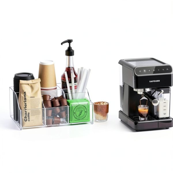 Acrylic Coffee Bar Organizer by Upitry – Multi‑Compartment Rack-3