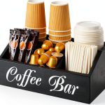 Coffee Bar Organizer Samhe 5-Compartment Wood Holder Black-0