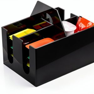Acrylic Jelly Packet Rack MSHUNKEJI Black 4-Compartment Countertop-0
