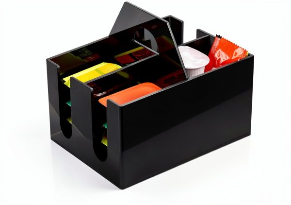 Acrylic Jelly Packet Rack MSHUNKEJI Black 4-Compartment Countertop-0