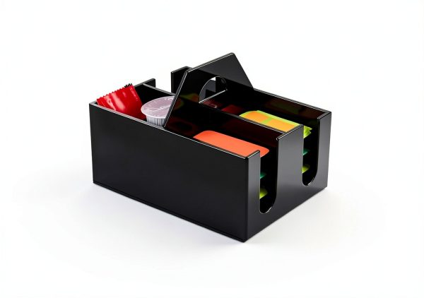Acrylic Jelly Packet Rack MSHUNKEJI Black 4-Compartment Countertop-6