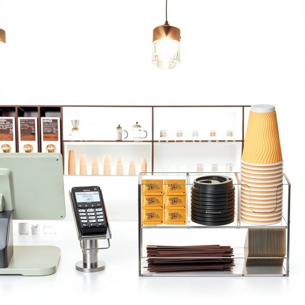 Coffee Condiment Organizer Rulyyo 2‑Tier Acrylic Cup/Lid Holder-3