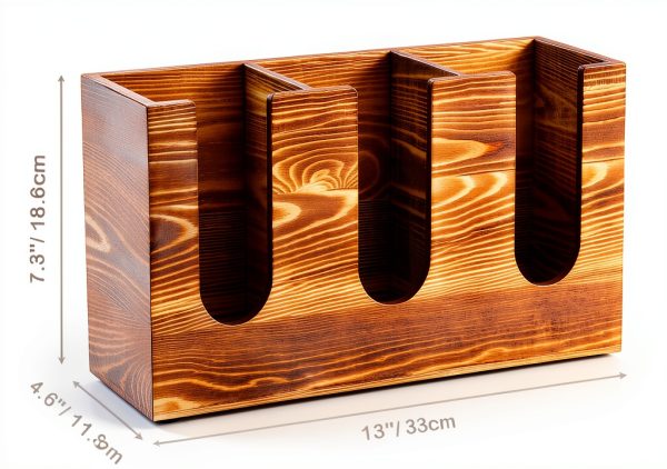 Wood Coffee Cup and Lid Holder Organizer, Disposable Cup Dispenser for Countertop, Coffee Bar Accessories and Organzier, Wooden Cups Dispensr for Kitchen Breakroom Countertops-2