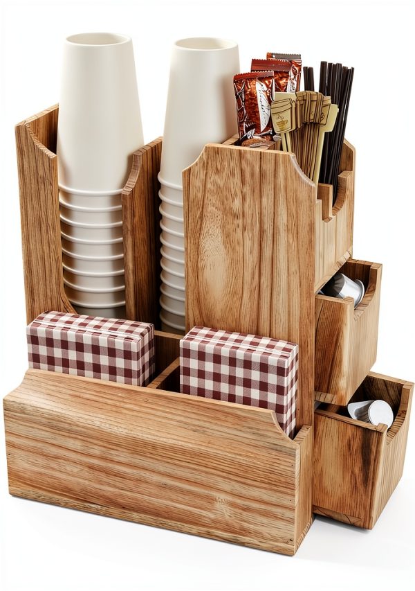 Coffee Station Organizer Peohud 11 Compartment Rack with Drawer-0