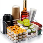 Tirifer Acrylic Coffee Bar Station Organizer for Countertop, Condiment Service Organizer Coffee Pods Storage Caddy Creamer Snack Tea Cup Supplies Holder for Home Office and Breakroom(Clear)-0