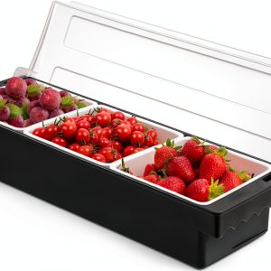 Fruit Veggie Condiment Caddy FEOOWV 3 Compartment Plastic Organizer-0