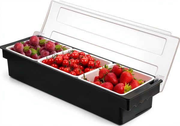 Fruit Veggie Condiment Caddy FEOOWV 3 Compartment Plastic Organizer-0
