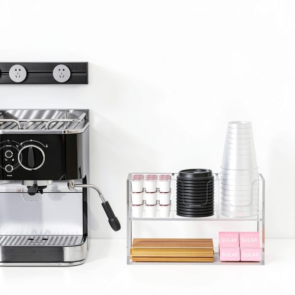 Coffee Condiment Organizer Rulyyo 2‑Tier Acrylic Cup/Lid Holder-2
